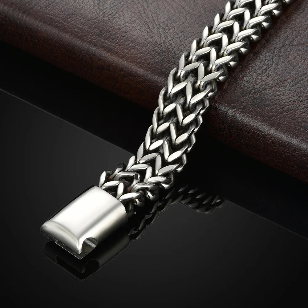 Bracelet tressé en argent pour homme
