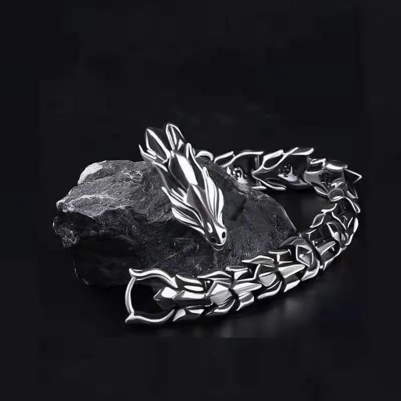 Bracelet dragon en argent pour homme