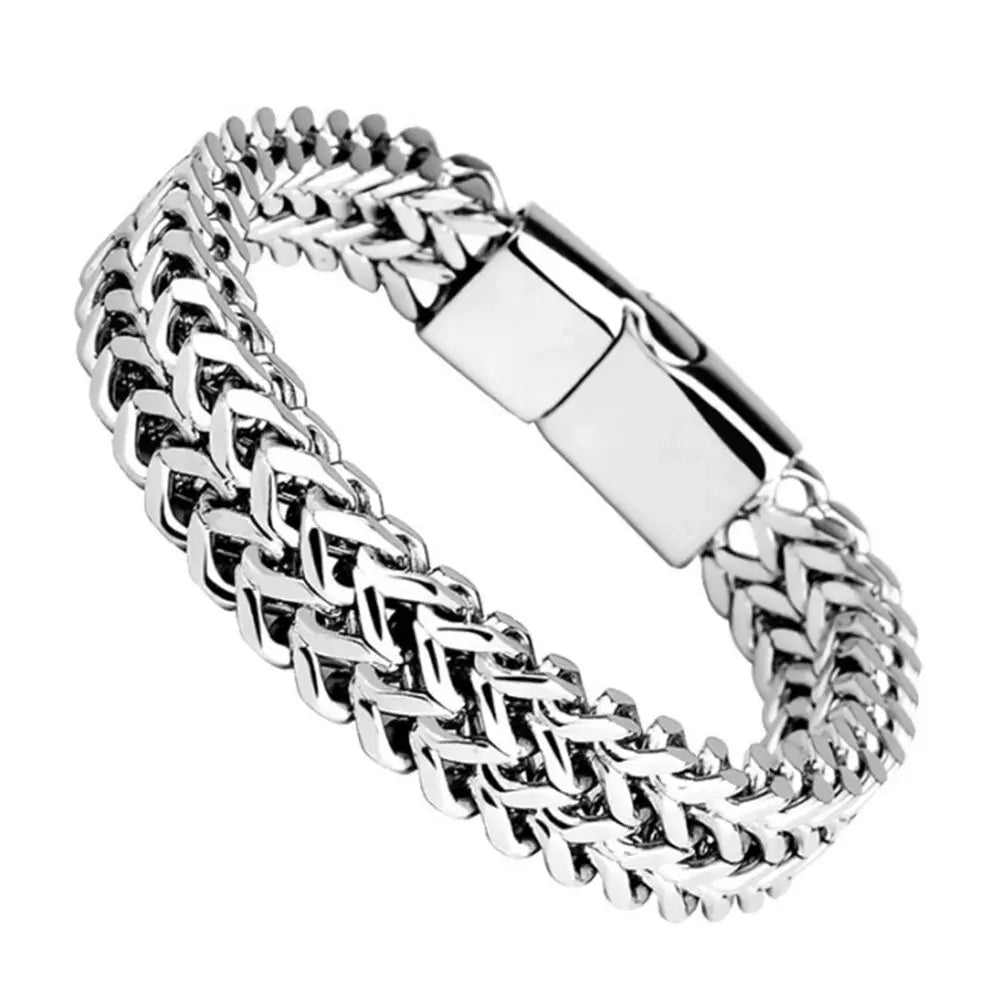 Bracelet tressé en argent pour homme