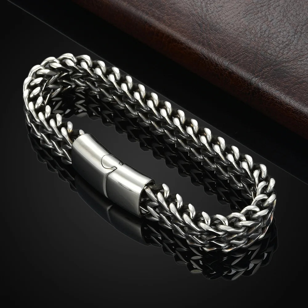 Bracelet tressé en argent pour homme